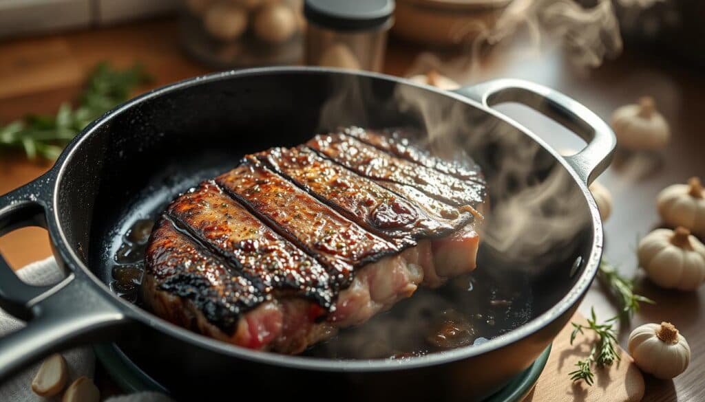 Steak braten Pfanne