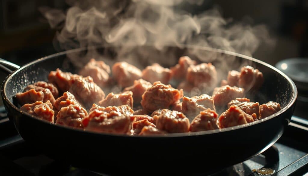 gefrorenes Hackfleisch braten