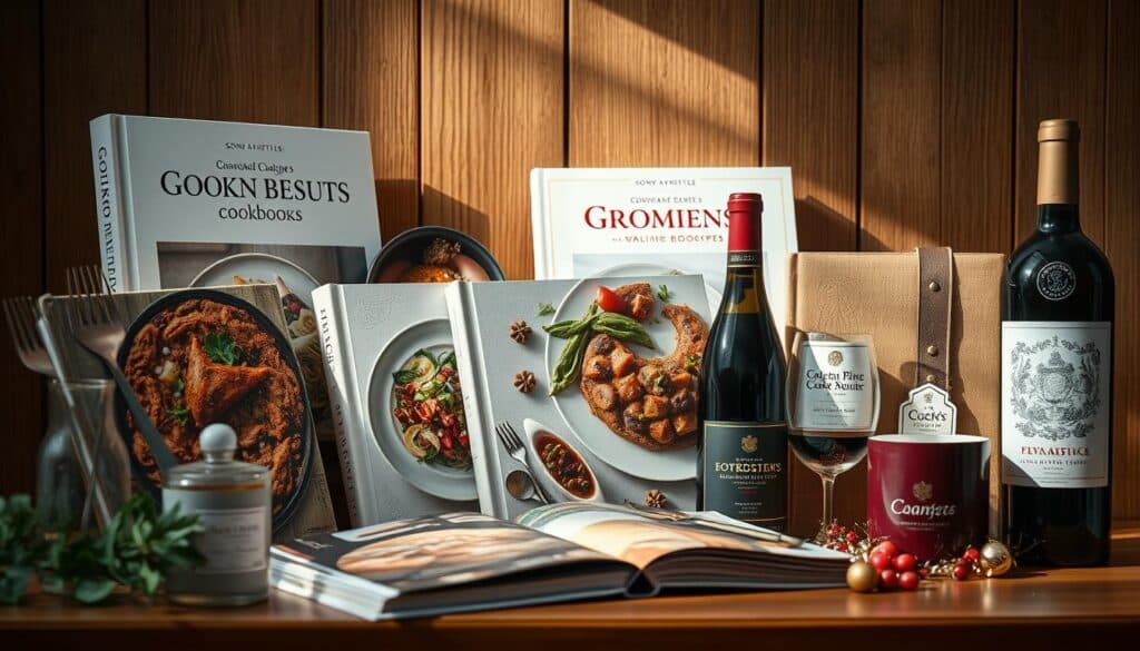 Kochbücher und Weinpräsente