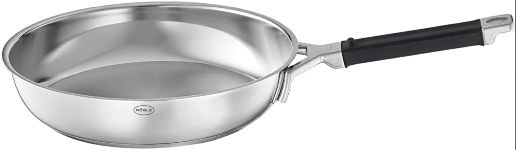 RÖSLE SILENCE PRO Bratpfanne, Hochwertige Pfanne aus Edelstahl mit Silikongriff, 28 cm
