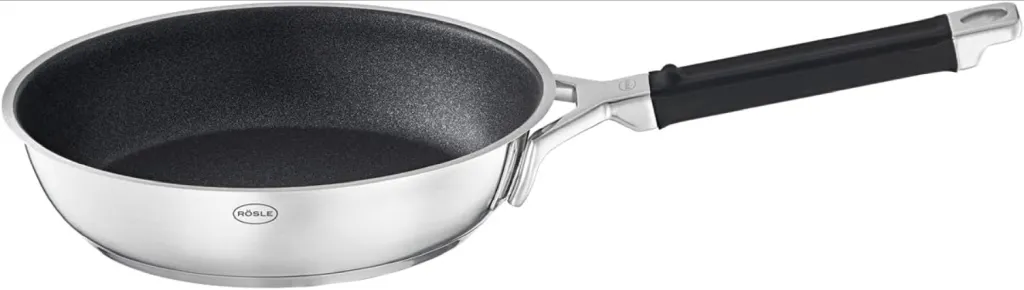 RÖSLE SILENCE PRO Bratpfanne, Pfanne mit kratzfester Premium-Antihaftversiegelung ProResist, Silikongriff, 28 cm, Edelstahl