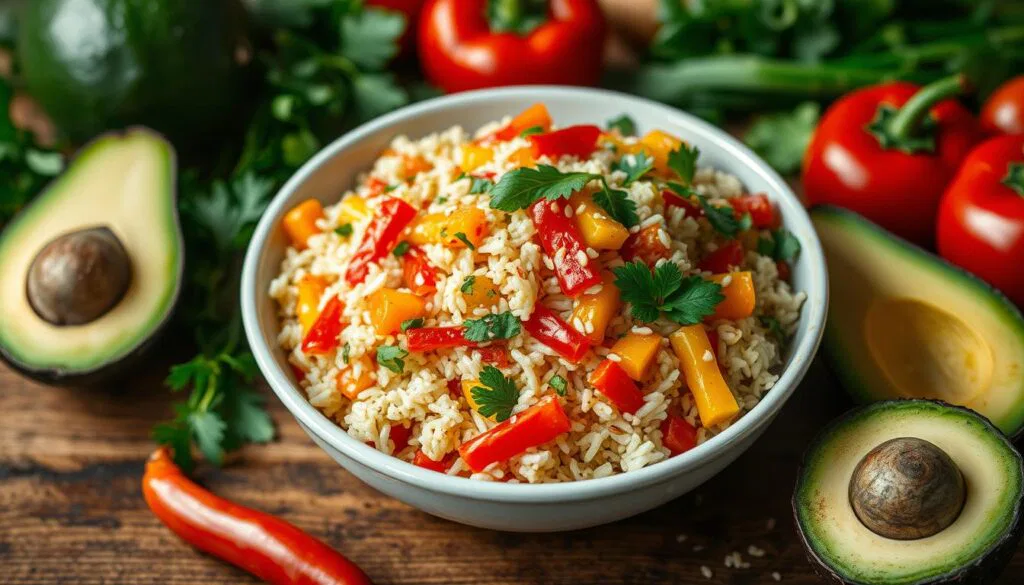 Gesunde Paprika Reis Pfanne