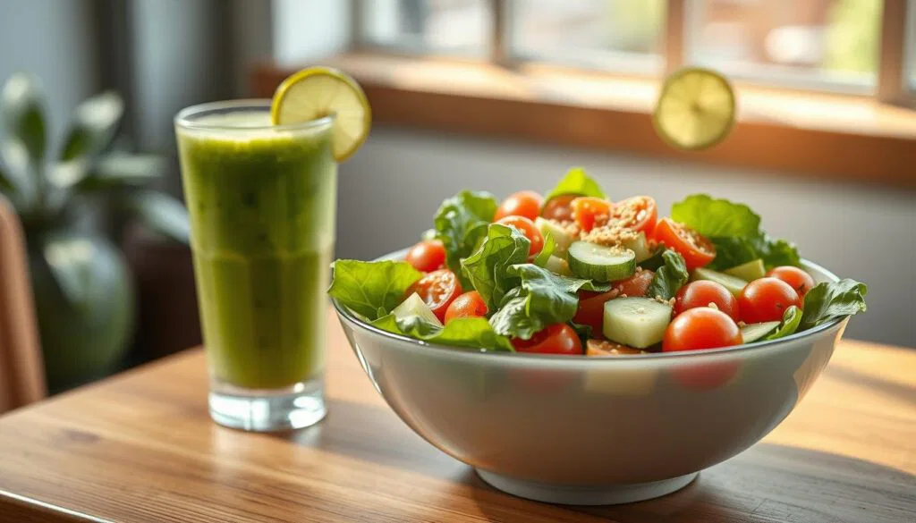 Pak Choi Salat und Smoothie
