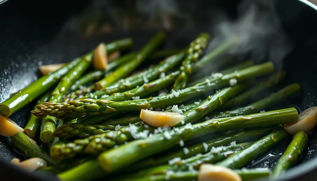grüner Spargel braten
