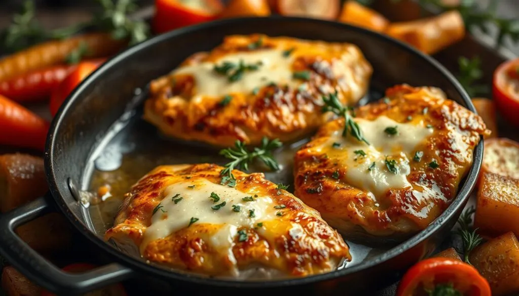 überbackene Hähnchenpfanne überbackene Hähnchenpfanne