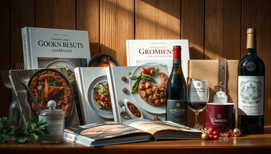 Kochbücher und Weinpräsente
