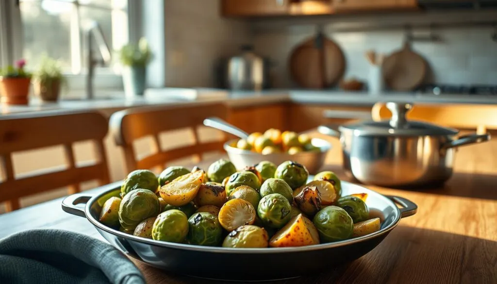Nachhaltige Küche mit Rosenkohl und Kartoffeln Nachhaltige Küche mit Rosenkohl und Kartoffeln