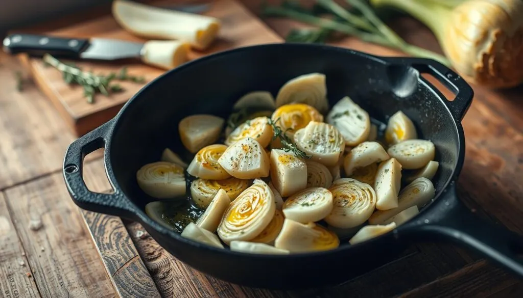 Fenchelgemüse in der Pfanne