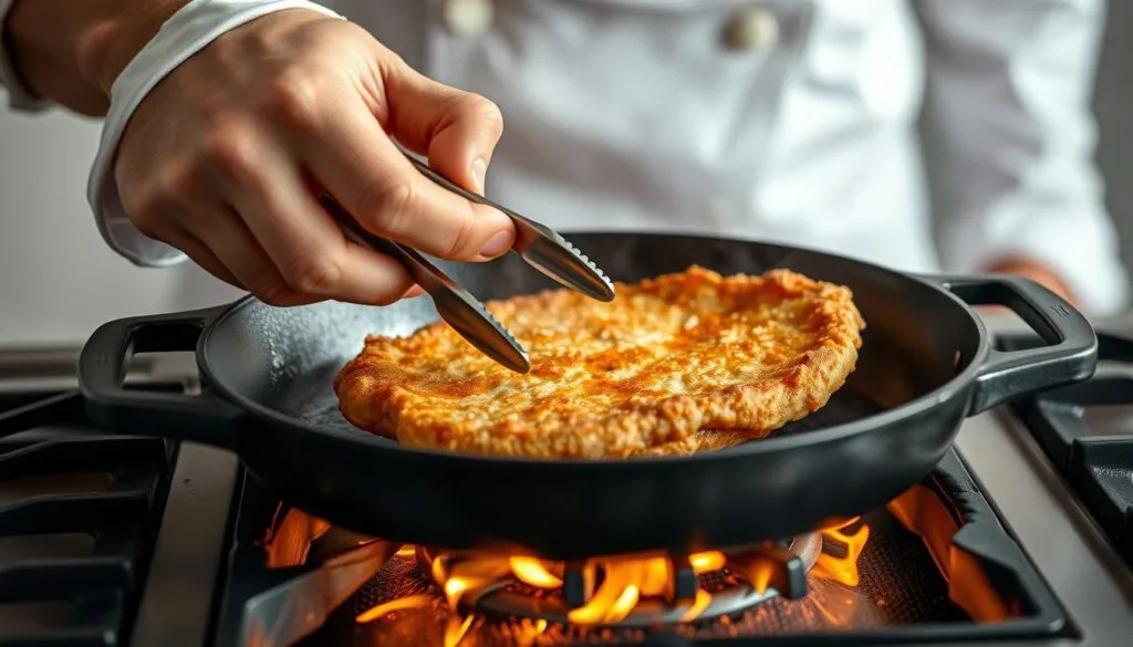 Schnitzel wenden Technik