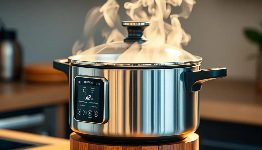 Moderner Suppentopf mit digitalen Funktionen