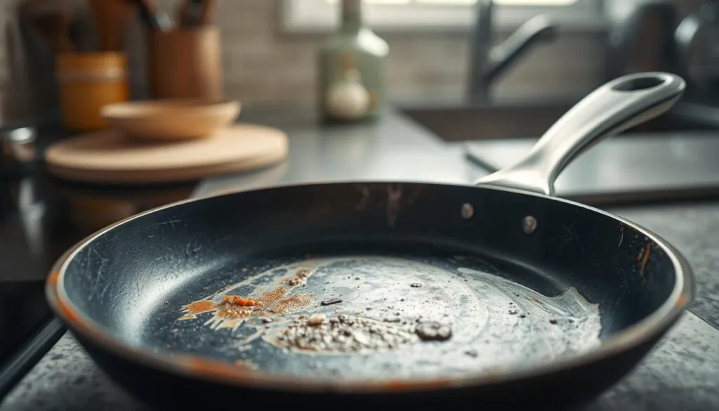 Beschichtete Pfanne klebt