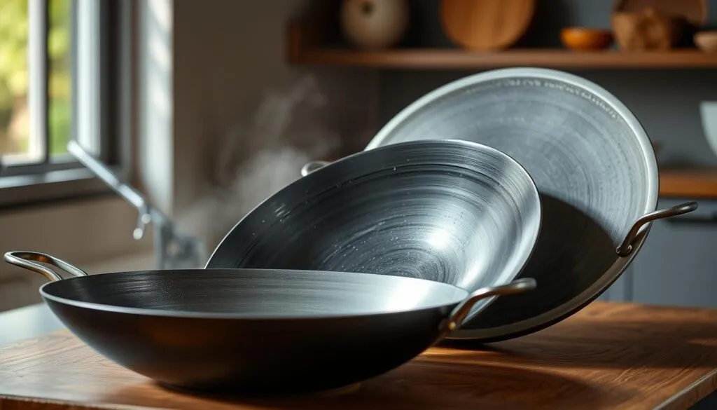 Wok Materialien Vergleich Edelstahl Gusseisen Hybrid 2025