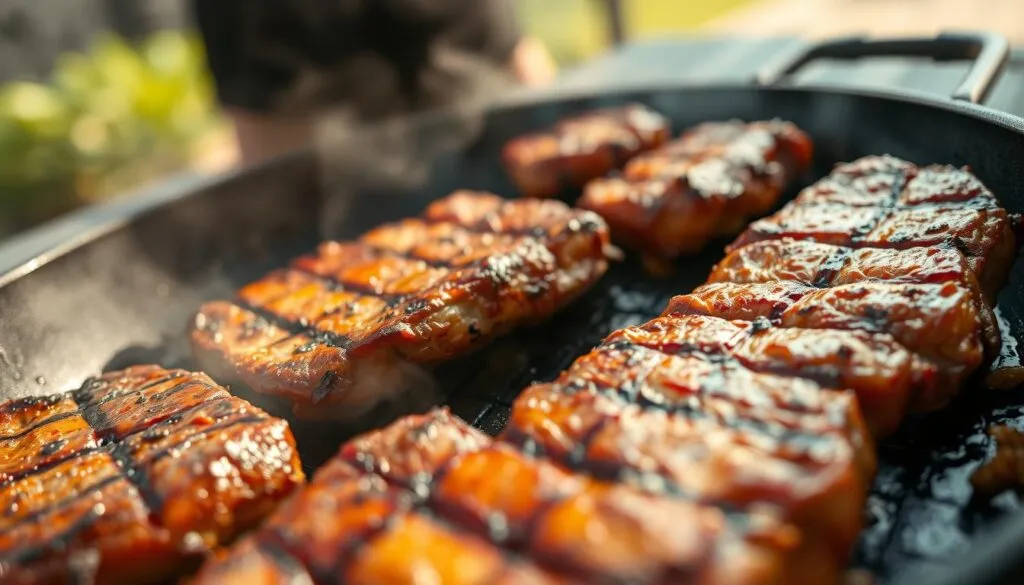 Grillmuster und Röstaromen in der Pfanne