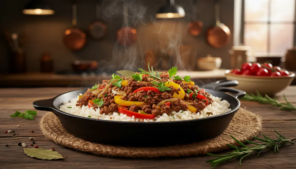 Reis Hackfleisch Pfanne