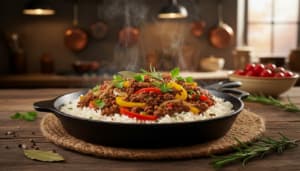 Reis Hackfleisch Pfanne