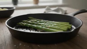 Grüner Spargel braten Butter