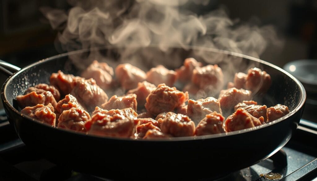 gefrorenes Hackfleisch braten