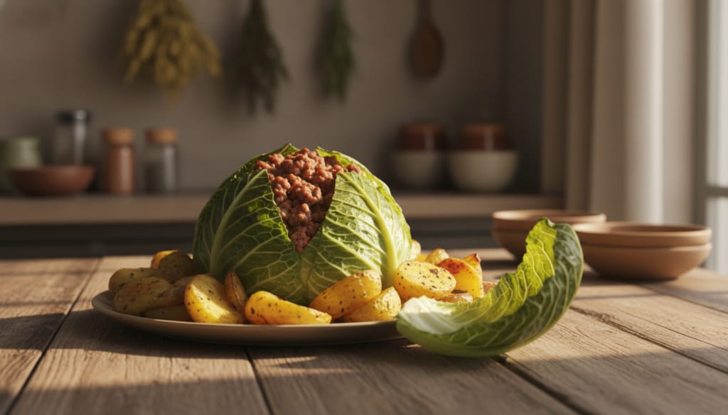 Spitzkohl mit Hackfleisch und Kartoffeln