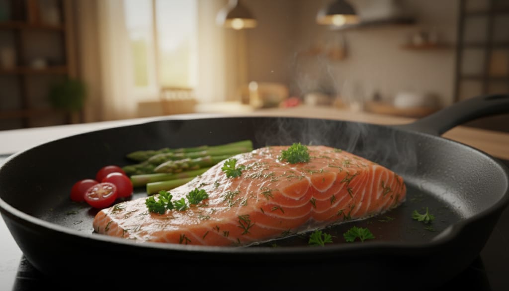 Lachs in der Pfanne
